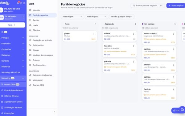 Belasis integra CRM à plataforma e leva funil de vendas a salões e clínicas